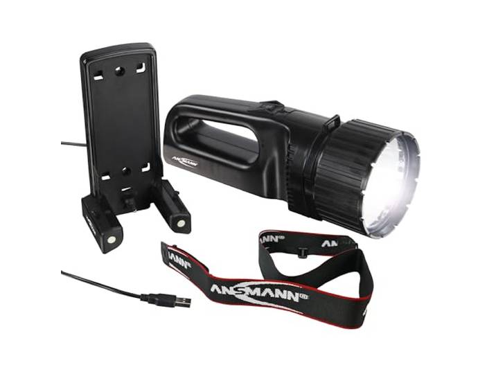 ANSMANN Lampe torche sans fil HS1000FR (1 pce) – Projecteur portatif puissant avec accumulateur intégré de 5200 mAh – Lampe baladeuse d'une puissance de 330 lm pour une portée de 620 m max.