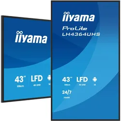 iiyama LH4364UHS-B1AG Signage-Display Digital Signage Flachbildschirm 109,2 cm (43") LED WLAN 500 cd/m2 4K Ultra HD Schwarz Eingebauter Prozessor Android 24/7