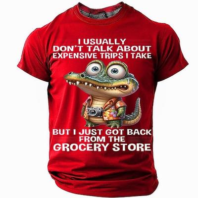 Herren Lustiges Teure Reisen Supermarkt Alligator Grafik T-Shirt Kurzarm Humor