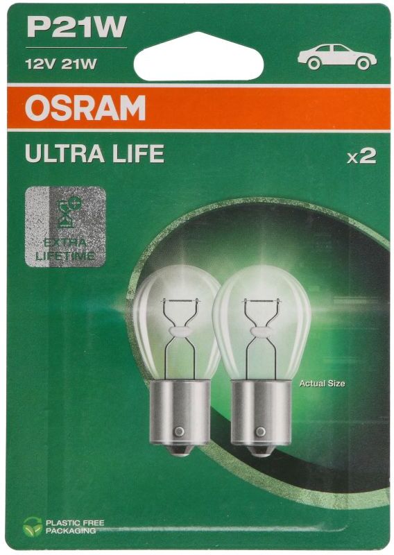 Ams-Osram Hehkulamppu Osram Ultra Life P21w 12v, 21w, 2 Kappale