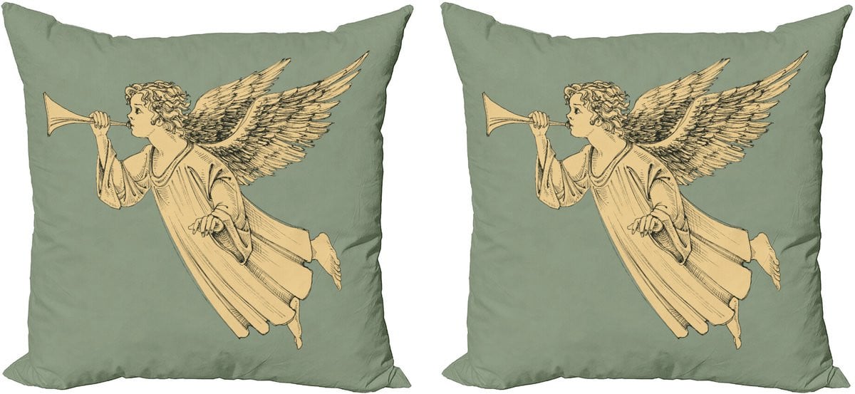 ABAKUHAUS Kerstmis Sierkussenhoezen Set van 2, Geel, 50 x 50 cm