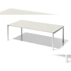Bisley Cito Konferenztisch  höhenverstellbar - 240x120 cm Meetingtisch XXL Schreibtisch in Ahorn - Gestell: verkehrsweiß
