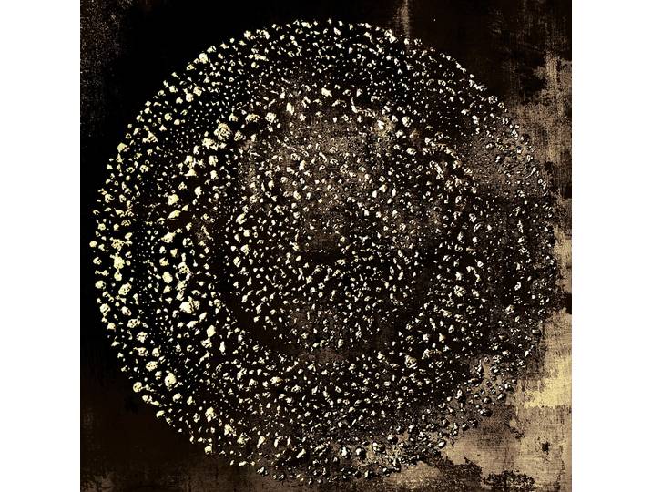 Acrylglasbild QUEENCE Wandbild, Goldbild, Bild Abstrakte Kunst Kreise , farbe bild(er): schwarz,gold,silber,grau, B:70cm H:70cm, Acrylglas, Bilder, Acrylglasbild, Handveredelt mit Blattgold für eine edle und zeitlose Optik.