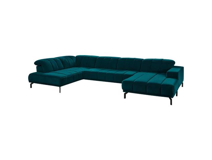Beldomo Style Wohnlandschaft, Petrol, Metall, 5-Sitzer, U-Form, 383x219 cm, Goldenes M, Typenauswahl, Fußauswahl, Stoffauswahl, seitenverkehrt erhältlich, Hocker erhältlich, Wohnzimmer, Sofas & Couches, Wohnlandschaften, Wohnlandschaft U-Form