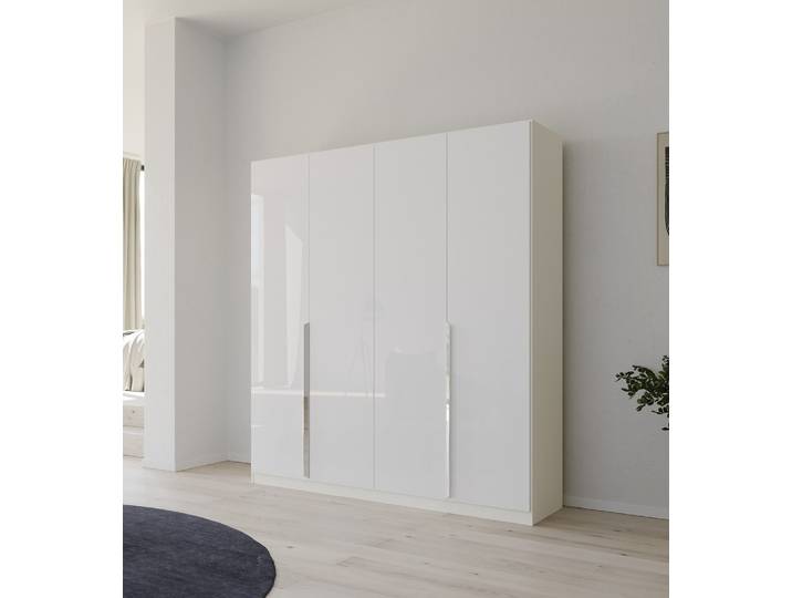 Kleiderschrank Drehtürenschrank Glamour , 4-türig , weiß Hochglanz / alpinweiß , 181x210