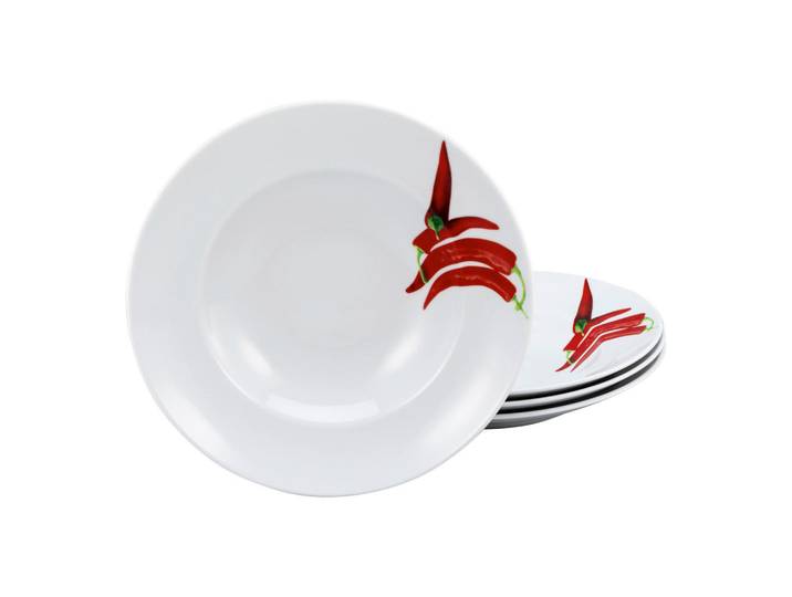 Creatable Pastatellerset, Mehrfarbig, Keramik, 4-teilig, Geschirr, Teller, Teller-Sets