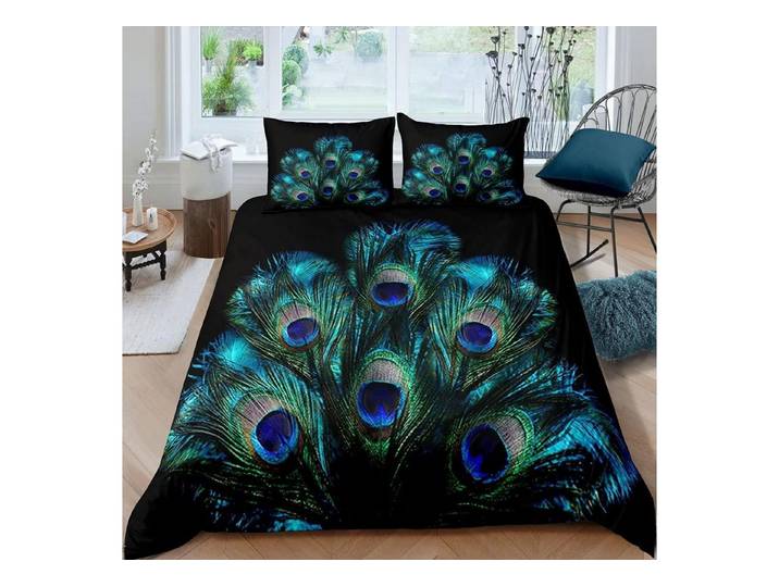 LuxusKollektion Kinderbettwäsche Bettwäsche Pfau 135x200cm 4-tlg. 3D-Druck