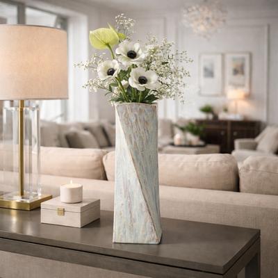 Sagebrook Home Decorative Vase - Ivory Ceramic Twist Design