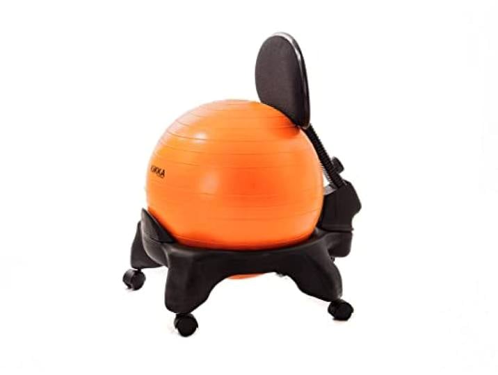 KIKKA ACTIVE CHAIR PLUS - Ergonomischer Stuhl mit aufblasbarem Ball und verstellbarer Rückenlehne (Orange)