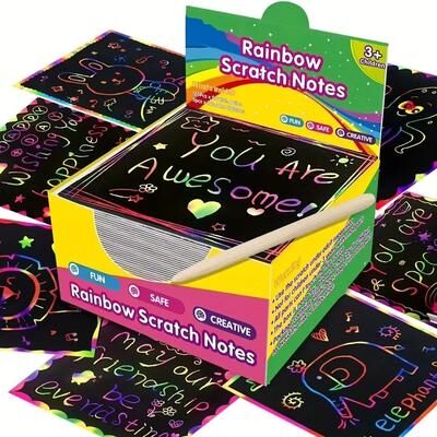 Inspired Finds Dazzling Scratch Painting Interactive Art Kit With Note Cards Parent Child Creative Toy 100 Pcs