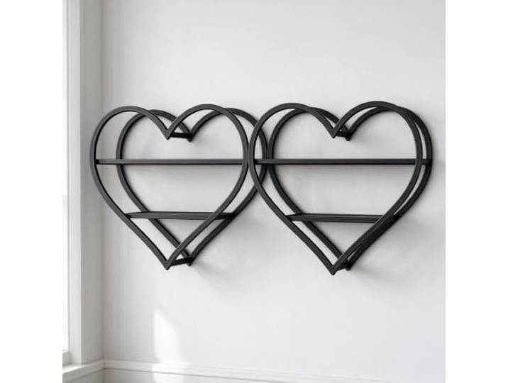 Wand-Weinregal, Metall-Flaschenregal, Schwebendes Bar-Regal in Herzform Robuster Metallrahmen, Vertikales Design, Dekoratives Bar-Display, Vielseitige Ablage(Black)