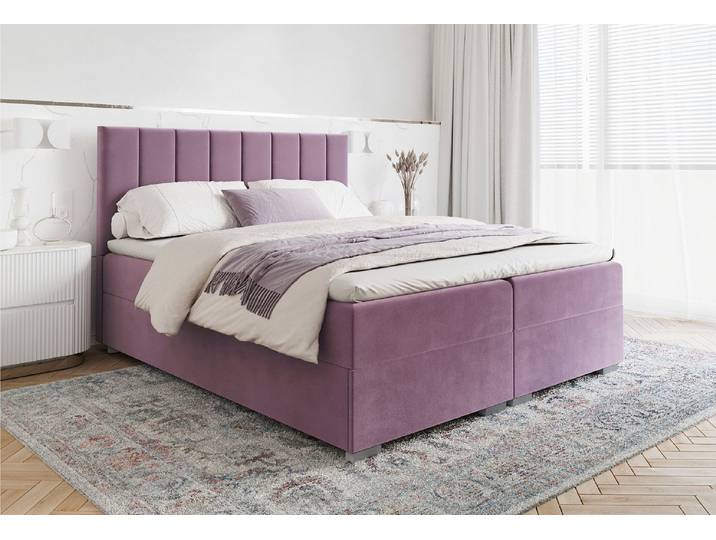 FDM Boxspringbett HEBRON Boxspring Komplettbett Polsterbett Federkernmatratze (verfügbar 140x200 160x200 180x200cm, Bettrahmen, Bett, mit großen gepolsterten Kopfteil, mit Bettkasten zum aufklappen)