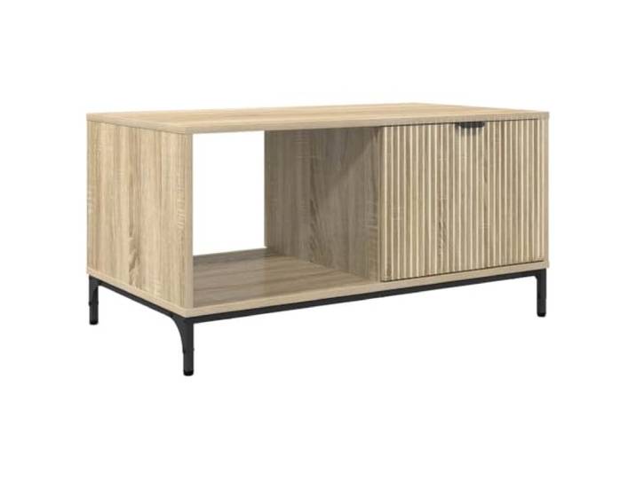 LASWWQMRF Couchtisch Sonoma Eiche 90x49x46 cm Holzwerkstoff Schublade Moderner Wohnzimmertisch mit integriertem Fach und Ablage für geordnete Fernbedienungen, Zeitungen und Dekoration.