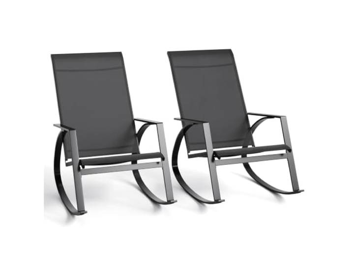 GarveeMore 2er Set Garten-Schaukelstuhl, mecedoras de Exterior robuster Metallrahmen, ergonomische Sitzform, hohe Rückenlehne, Tela transpirable, für Garten/Terrasse/Balkon