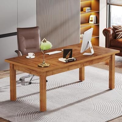 BL 71 Inch Executive Desk, Farmhouse Computer Desk For Home Office - Wood
