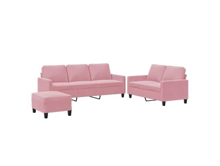 Todiikf 3-TLG Sofagarnitur mit Hocker Rosa Samt Couch Set Elegantes Polsterset aus rosa Samt mit flexiblem Hocker und dicker Polsterung für Komfort im Wohnzimmer.