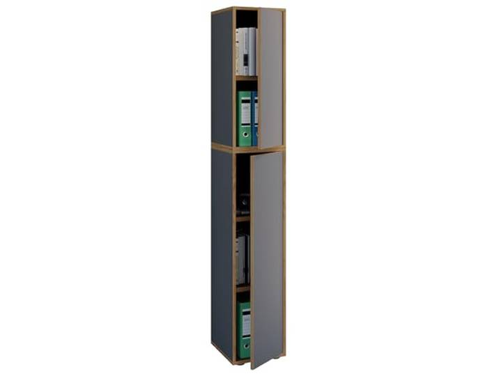 VCM Büroschrank Anthrazit 30x33x183 cm 2 Türen 5 Fächer Holzwerkstoff Akten Ordnung für Akten und Ordner - praktisch fürs Homeoffice und Büro - für Angestellte und Selbstständige, Holzwerkstoff