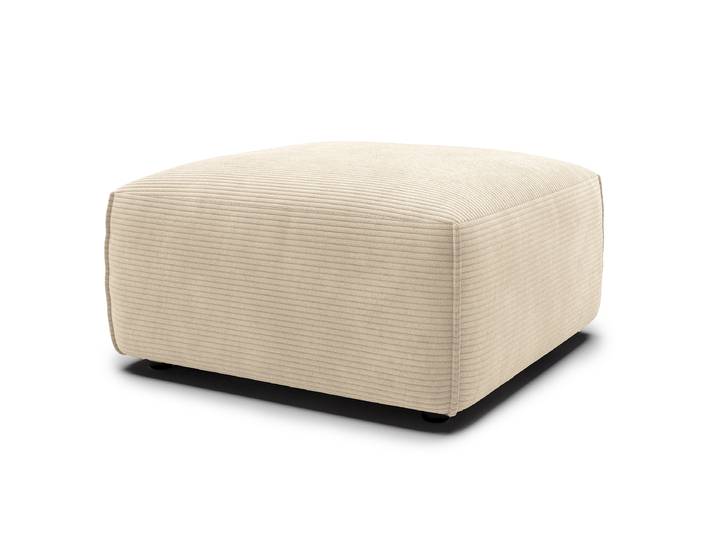 Repose-pieds 80 x 42 x 80cm Beige Velours côtelé Catia: Beige