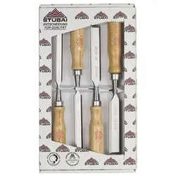 Stemmeisensatz, Heft aus Rotbuche 4-teilig, 12-24 mm