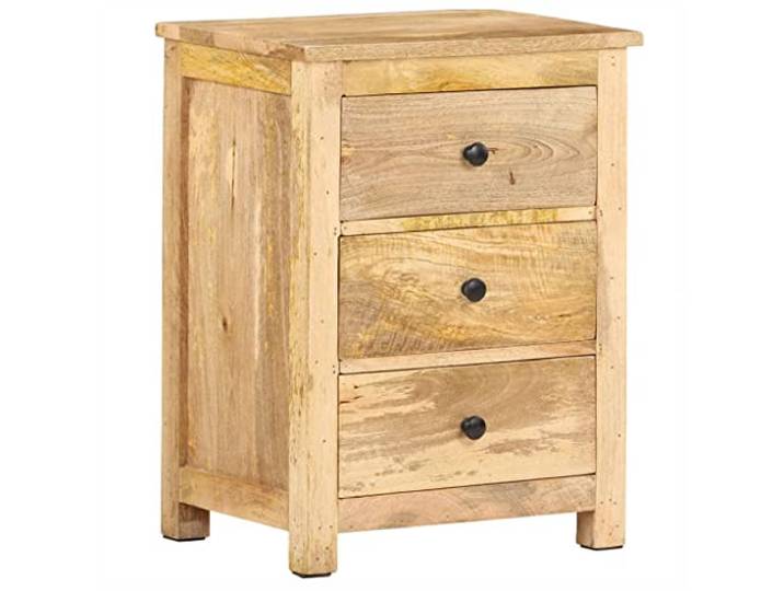 GHVBNMF Nachttisch 45x35x60 cm Massivholz Mango Beistelltisch Kompakter Aufbewahrungsschrank aus leichtem Echtholz mit 3 Schubladen fuer Schlafzimmer und Wohnbereich