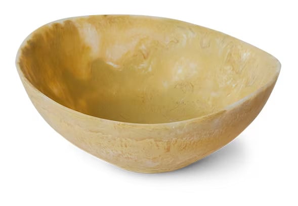 HKliving Schaal Patio Marmerlook Mosterdgeel Ø22cm Organisch