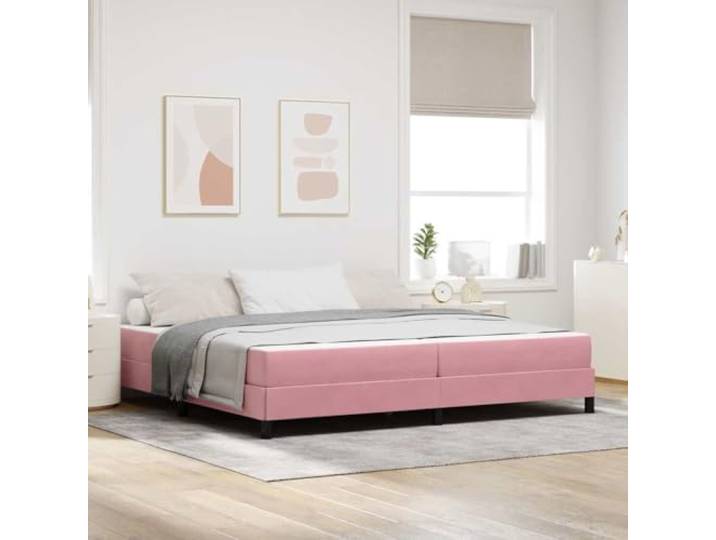 KTHLBRH Boxspringbett Rosa 200 x 200 cm mit Matratze Holzrahmen, mittlere Härte, modernes Design, 140 kg Tragkraft
