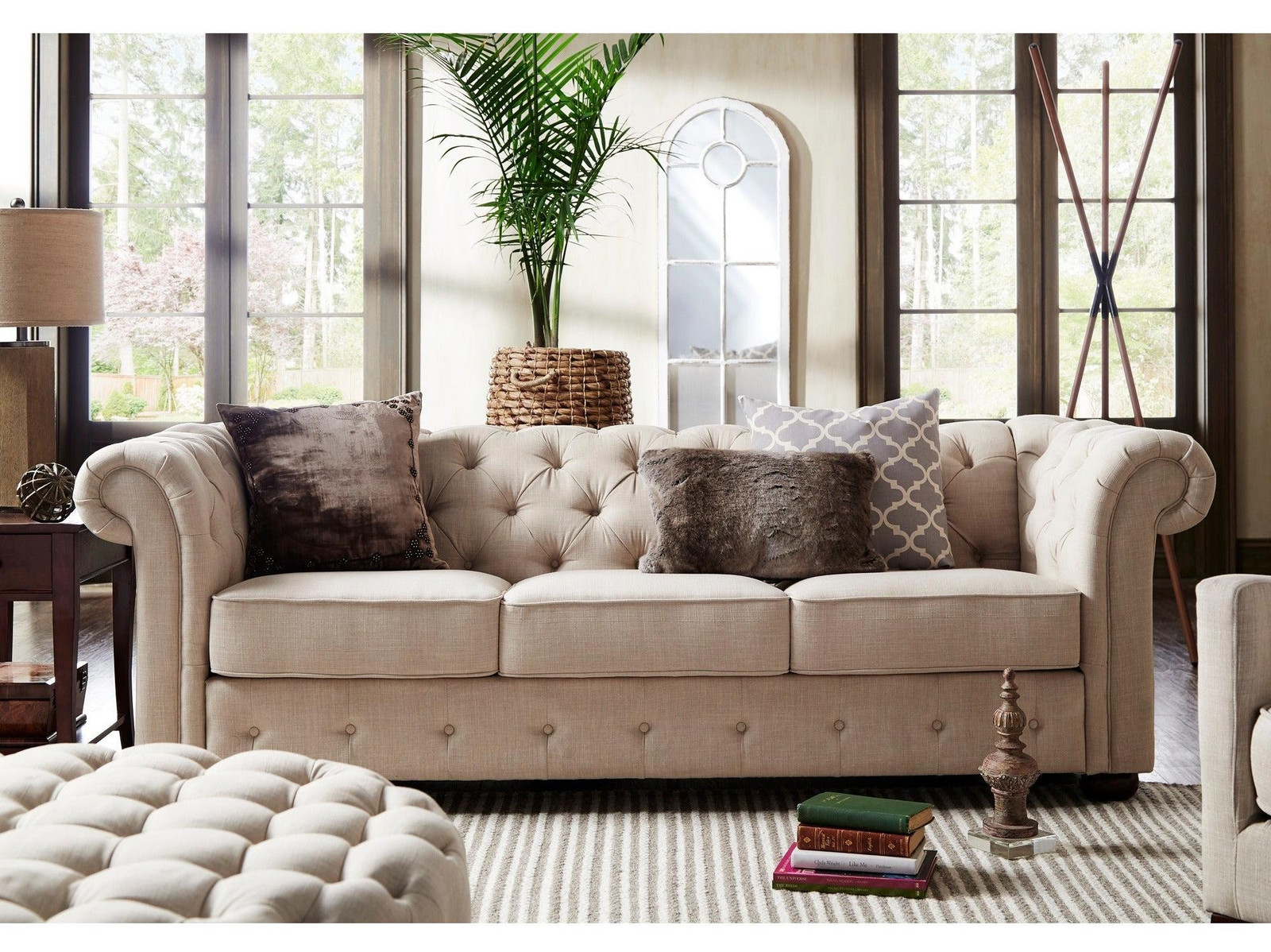 Landhaus Stil Möbel Chesterfield Sofa Set 3+2 met Stoff jvmoebel