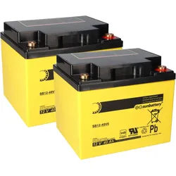 2x AGM Akku 12V 40Ah für Siemens FC726-ZA Brandmeldezentrale – SUN Battery VdS