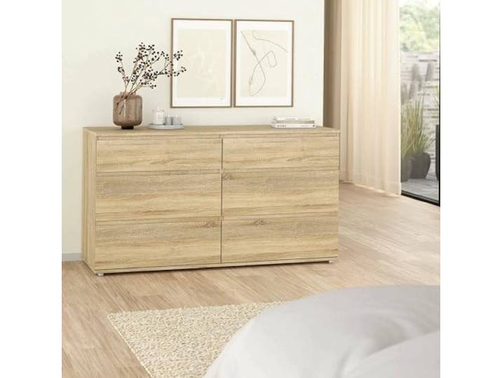 Dmora - Kommode Isabel, Mehrzweckkommode, Schlafzimmerkommode, Schrank mit Schubladen, 153x50 h84 cm, Eiche