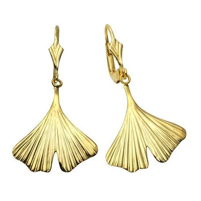 Paar Ohrhänger VIVANCE "333/- Gelbgold Ginkgo 3,5cm", gelb, Ohrringe, Damen, one-size, Gold