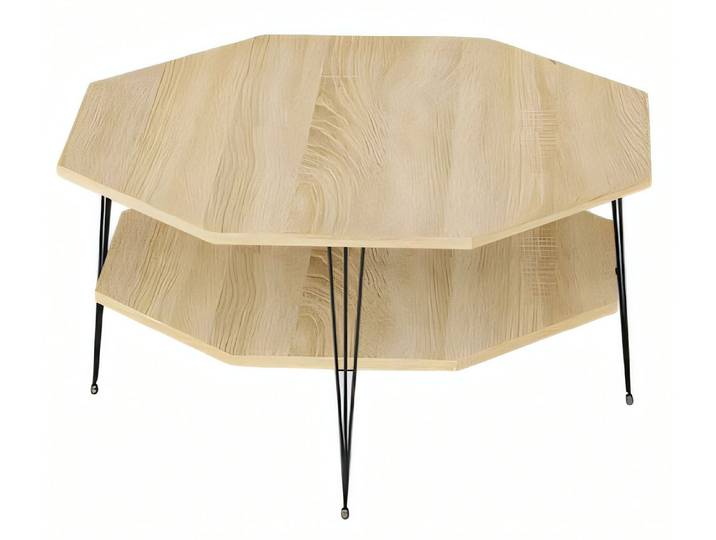 Xlmoebel Couchtisch XLMOEBEL achteckiger Holz-Couchtisch in hellem Braun (Packung, Achteckiger Couchtisch), Made in Europa