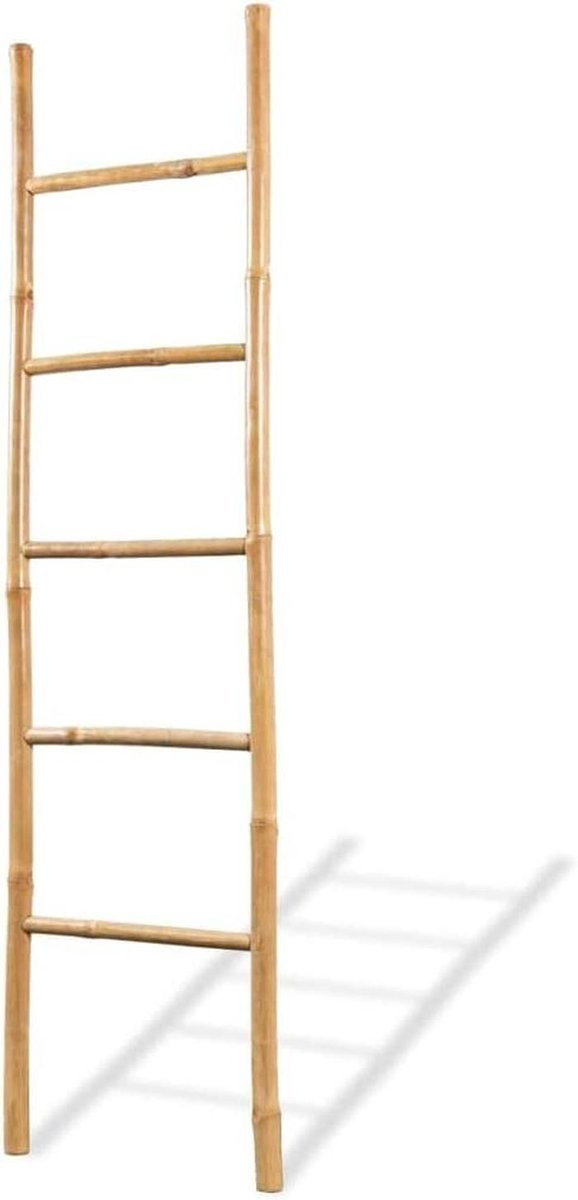 Handdoekladder met 5 rungs van bamboe, 150 cm hoog