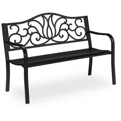 relaxdays Gartenbank Antik Rankmuster schwarz