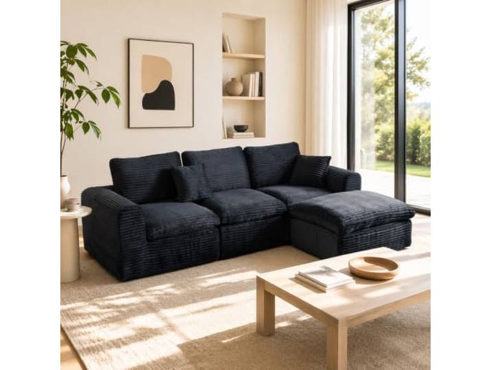 Ecksofa L-Form mit Schlaffunktion，Modulares Sofa，Cord 3 Sitzer Bodensofa Modulares 3-in-1 Cord Sofa – frei kombinierbares Ecksofa mit L-Form，Schlaffunktion & kratzfestem Bezug – ideal für Wohnzimmer