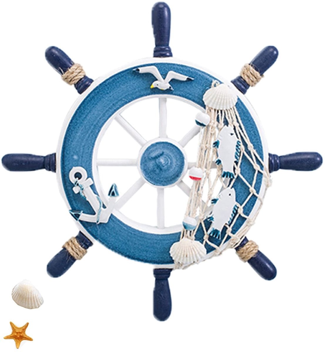 Dailygoods Houten Stuurwiel Wanddecoratie - Nautisch Design voor Binnen - Natuurlijke Kleur