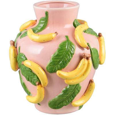Dekovase MIRRORS AND MORE "BANA", bunt (vielfarbig), B:23,7cm H:26cm, Keramik, Vasen, Bunte Dekovase mit Bananen