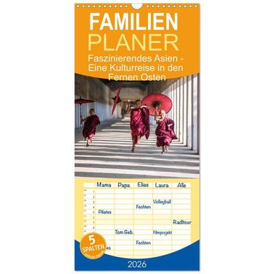 Familienplaner 2026 - Faszinierendes Asien - Eine Kulturreise in den Fernen Osten mit 5 Spalten (Wandkalender, 21 x 45 cm) CALVENDO