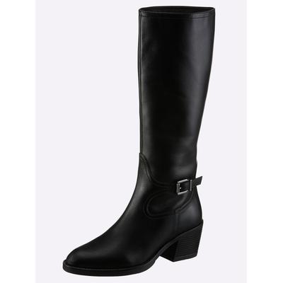 Stiefel HEINE, Damen, Gr. 38, schwarz, Glattleder, Leder, Rindsleder, Schuhe Stiefel