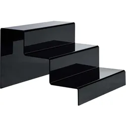 Deko Treppe, Acryl schwarz | 300 x 215 x 333 mm | 3-stufig, Acryl (PMMA)
