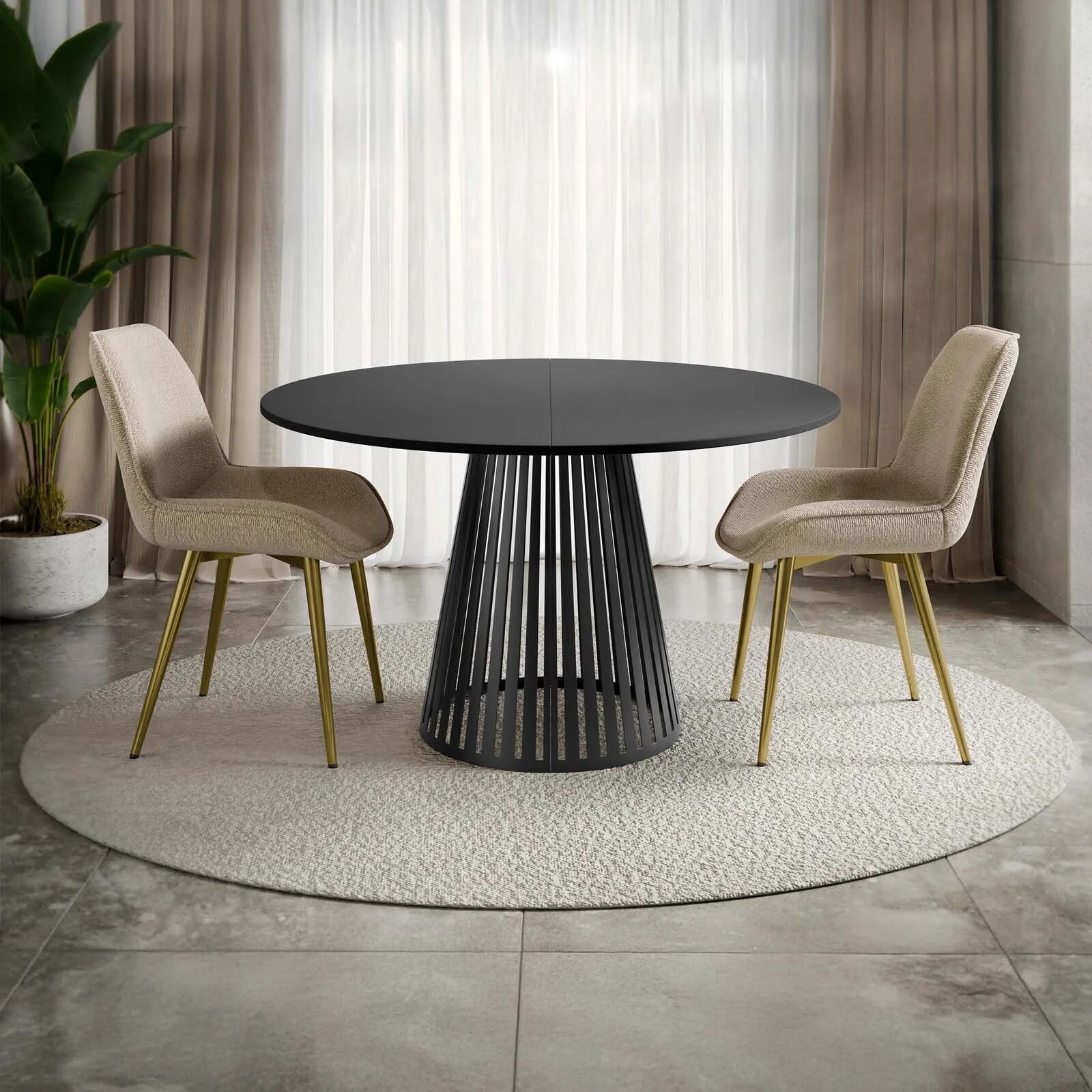 garneroarredamenti Tavolo allungabile 120/196cm rotondo nero Elisera