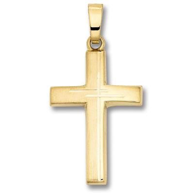 Kette mit Anhänger ONE ELEMENT "Kreuz Anhänger aus 333 Gelbgold", gold, Halsketten, Damen, Gelbgold 333 Gold, Gelbgold 333, Gold, Symbolische Note – harmonisch gestaltet mit Liebe zum Detail