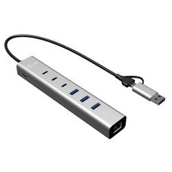i-tec CAHUBMETAL6LANPD USB-Hub Silber USB-C/USB-A Metal HUB 6 port+GLAN