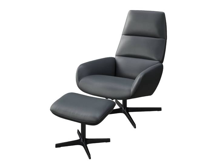 Relaxsessel Turami Leder Grau/Grau Semi-Anilin-Leder Aluminium / Stahl, lackiert 71 x 110 x 80cm