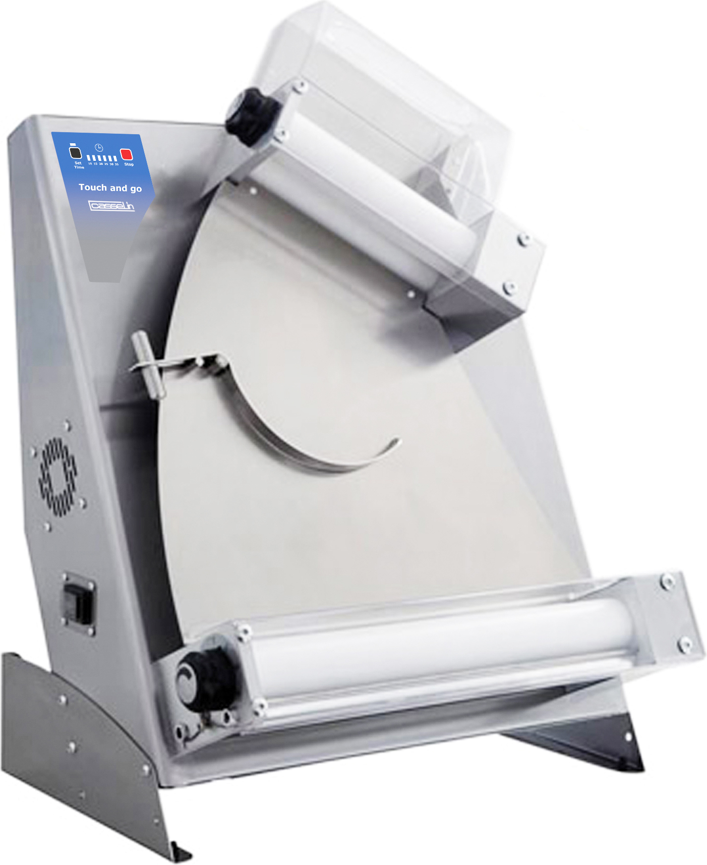 Casselin Pizza Teig Roll-Maschine 400 aus Edelstahl mit Touch and Go Technologie