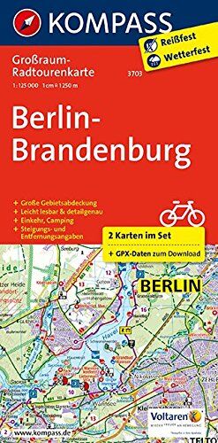 KOMPASS-Karten GmbH - Berlin-Brandenburg: Großraum-Radtourenkarte 1:125000, GPX-Daten zum Download (KOMPASS-Großraum-Radtourenkarte, Band 3703) - Preis vom 09.10.2026 07:28:09 h