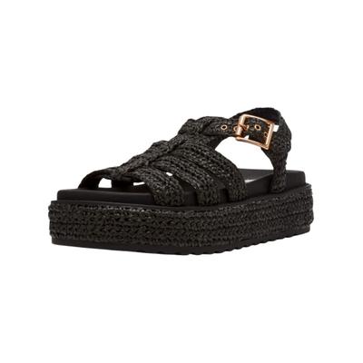 Riemchensandale STEVE MADDEN "STEVE MADDEN Sandalen Textil", Damen, Gr. 40, schwarz, Textil, Schuhe Riemchensandale