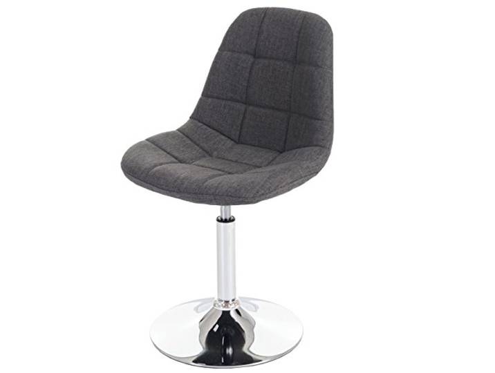 Mendler Esszimmerstuhl HWC-A60 Retro - Stoff/Textil hellgrau, Chromfuß