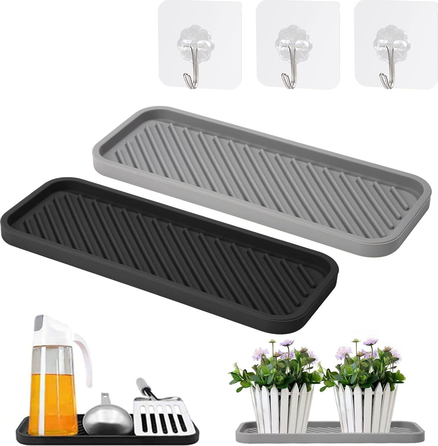 Siliconen spoelbakorganizer met haken en antislip afdruipmat voor keuken en badkamer