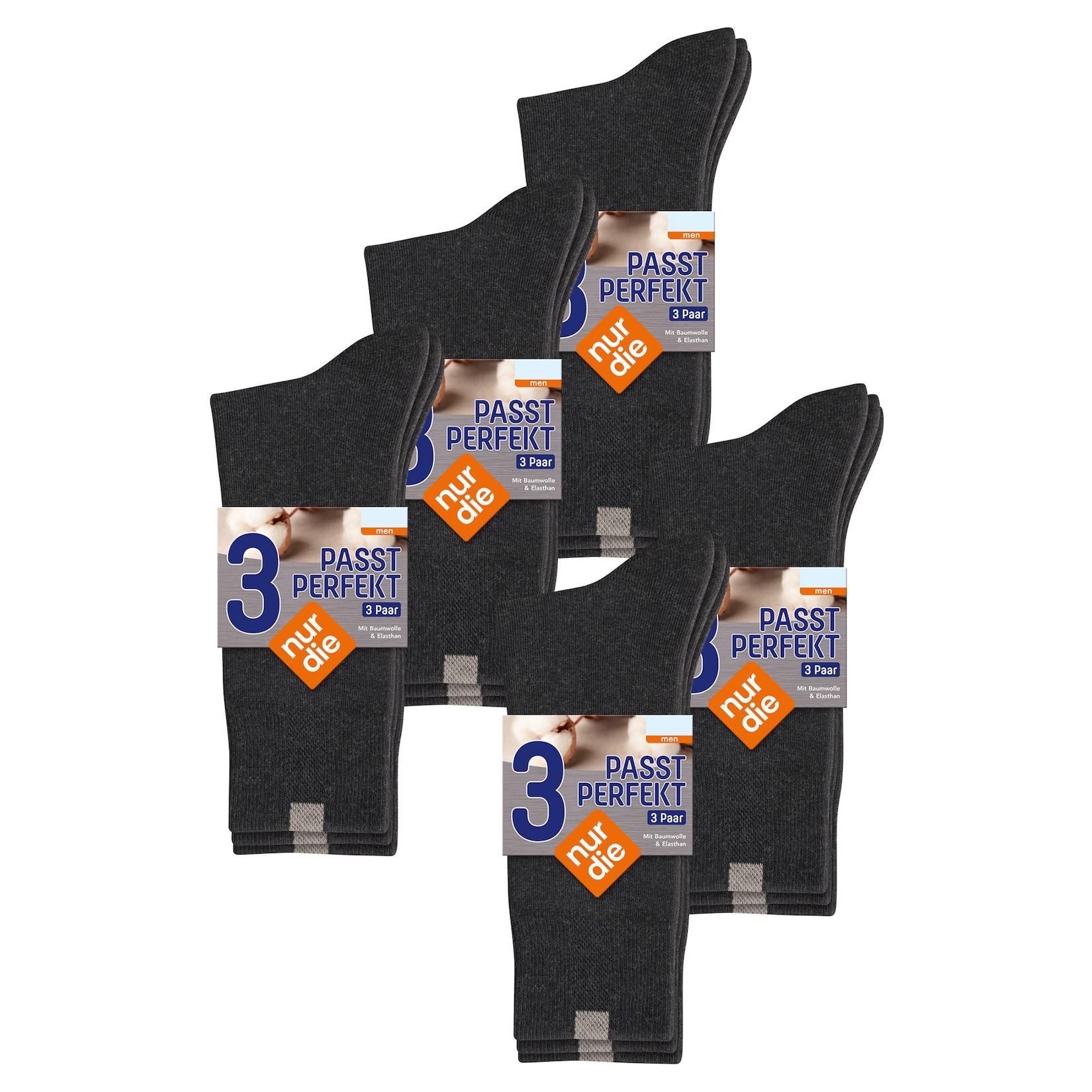 NUR DIE Herren Basicsocken Passt Perfekt bequeme Alltagssocken 15