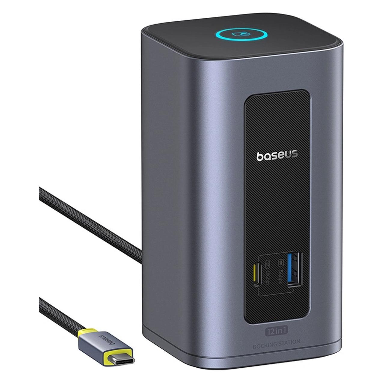 Baseus - Docking Station Nomos NU1 Air (B0114400) - 12 Ports, 10Gbps, 100W PD, 4K Displays - Grey (USB-C, 12 Ports) (6953156210981)